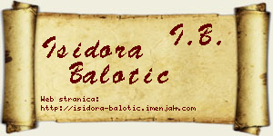 Isidora Balotić vizit kartica
